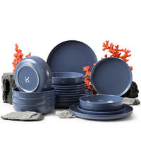 TAFELSERVICE VICTO 6 Personen 18-tlg matt blau - Blau, Keramik (27/2/27cm) - KONSIMO®