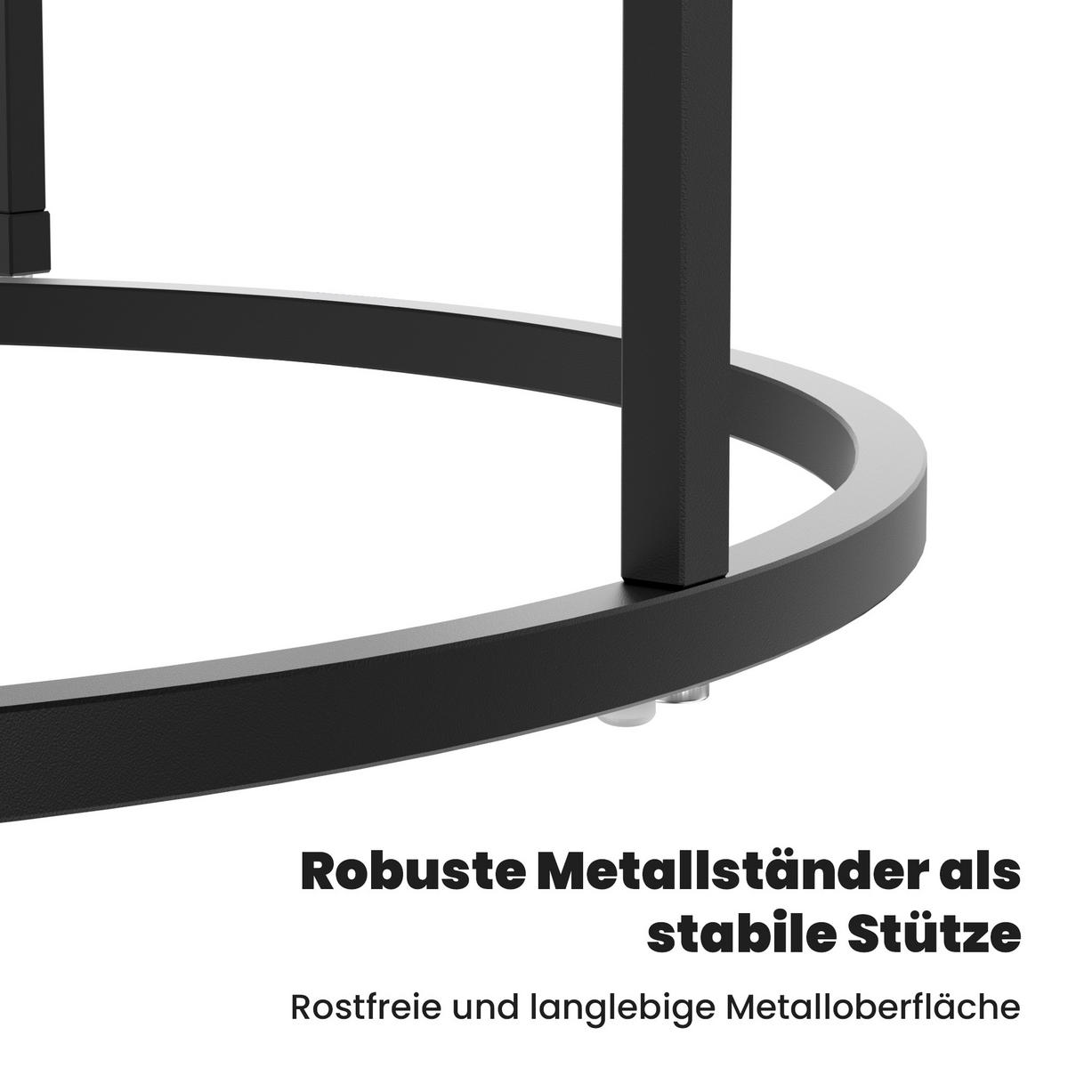 COUCHTISCH Runder 2-teiliger Satztisch 80/80 cm + 60/60 cm - Schwarz, Holzwerkstoff (80/80/45cm) - OKWISH