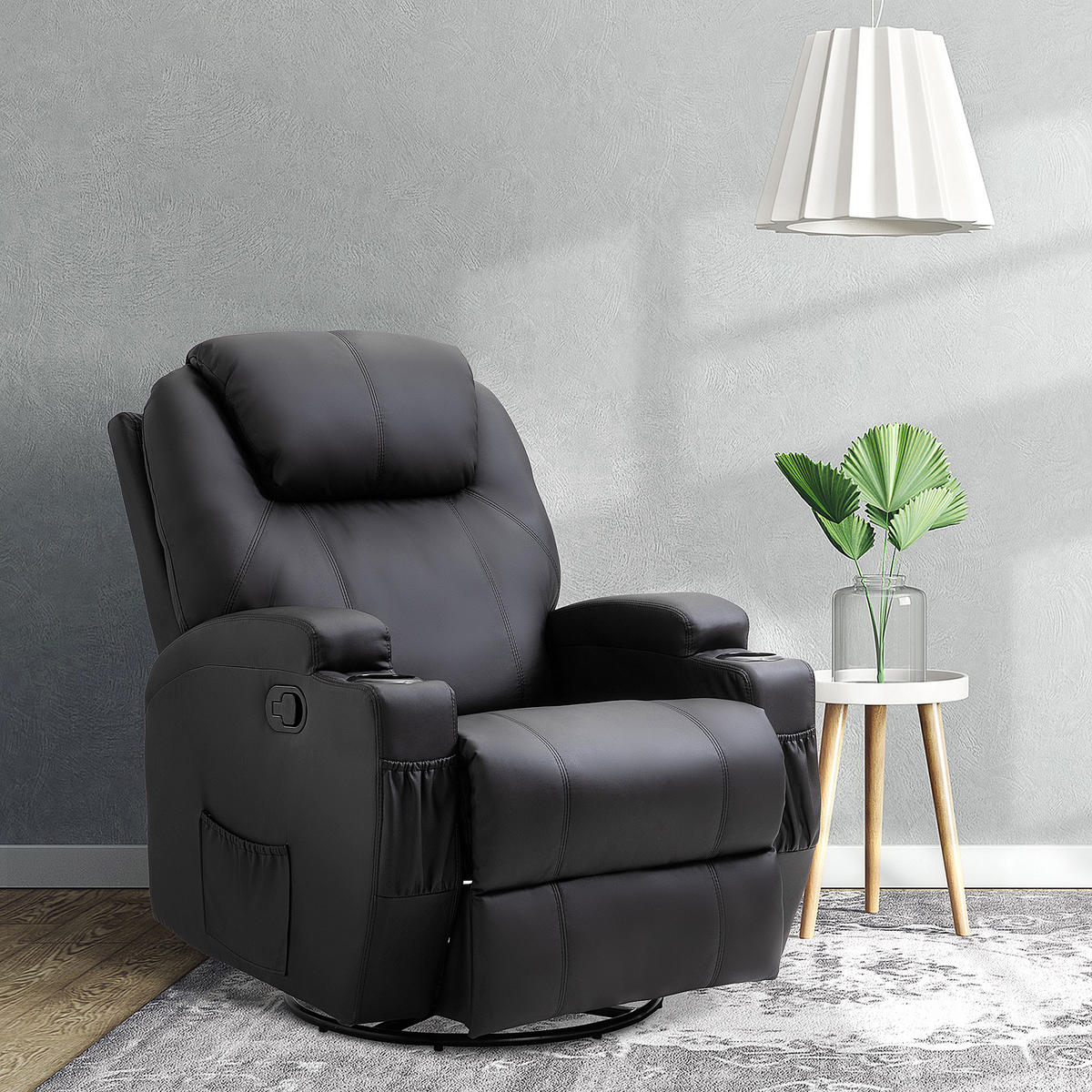 MASSAGESESSEL Fernsehsessel Elektrisch Relaxsessel 5 Massage-Modi Schwarz - Schwarz, Kunststoff/Metall (92/109/84cm) - HOMCOM