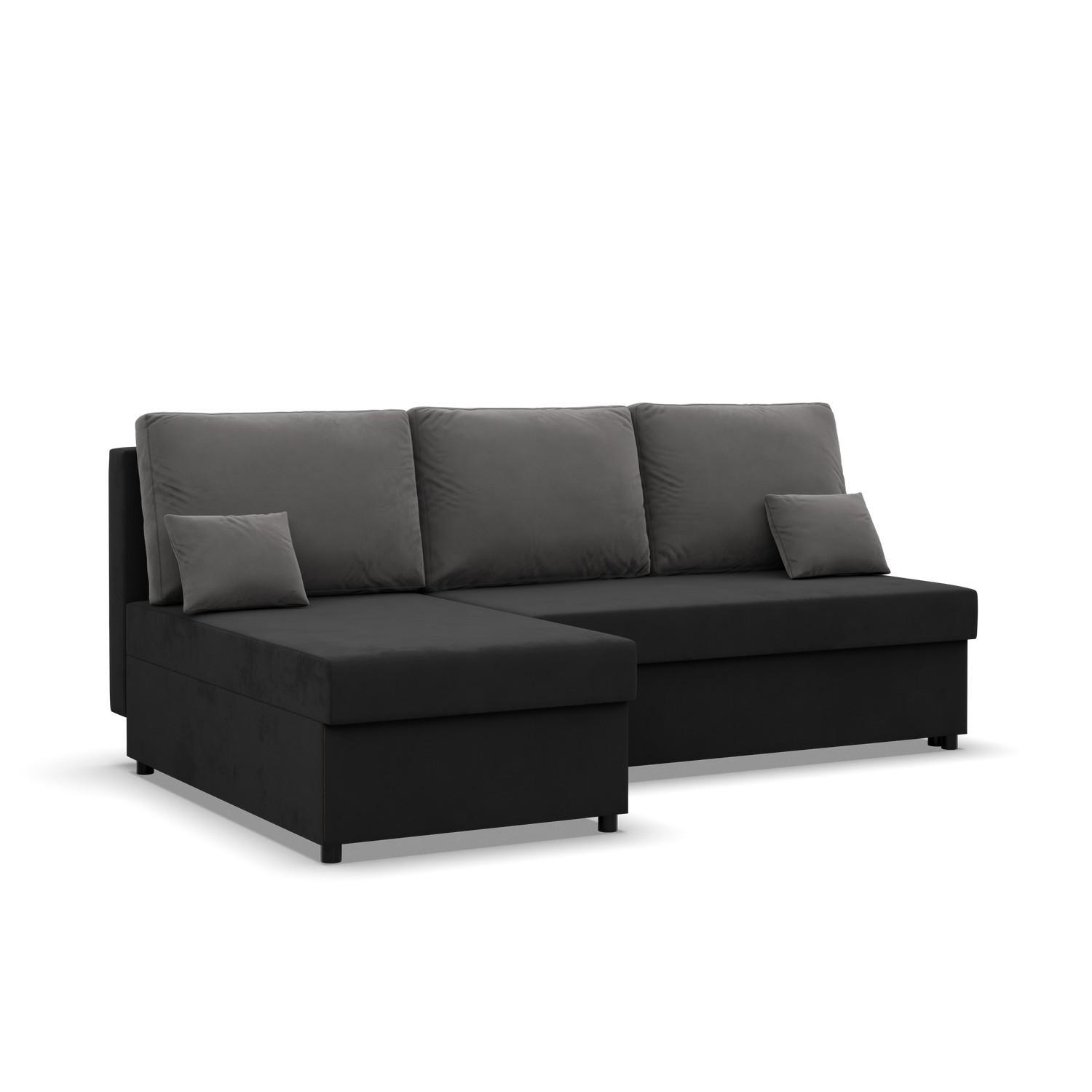 ECKSOFA MIT SCHLAFFUNKTION KEMI Schwarz/Grau - Schwarz/Grau, Textil (135/201cm) - Mebligo