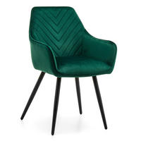 STUHL VASTO gepolstert mit Steppung - grün - Samt Velours - Schwarz/Grün, Textil/Metall (58/87/60cm) - NEW HOME