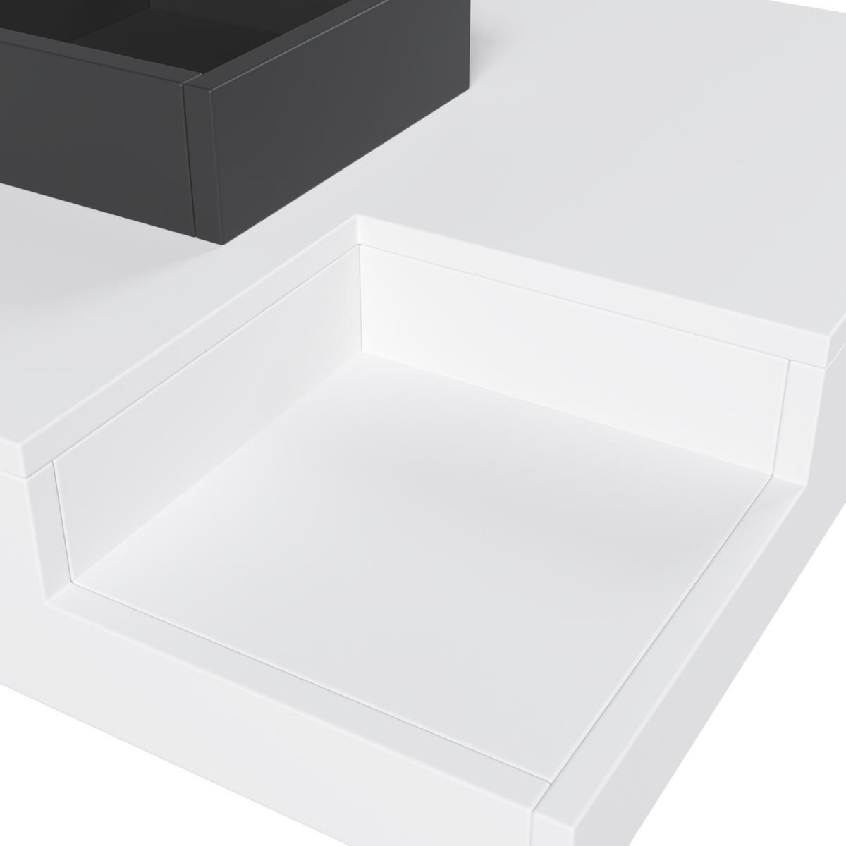 COUCHTISCH 72/72/30 cm in Weiß/Schwarz aus Spanplatte mit LED-Lichteffekt - Weiß, Holzwerkstoff (72/72/30cm) - OKMYHOME