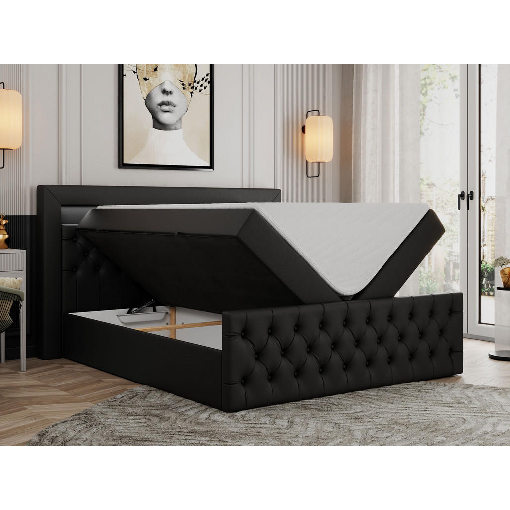 Thumbnail - MKS Boxbett, Schwarz, Textil, 2-Sitzer, H4, Rechteckig, 160x200 cm, Schlafzimmer, Betten, Boxspringbetten