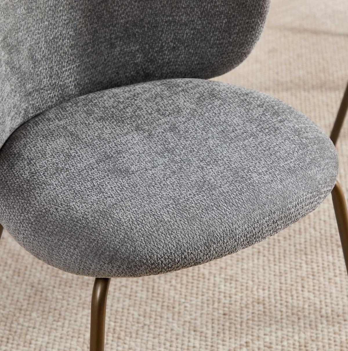ESSZIMMERSTUHL 2er-Set Chenille Grau mit Metallbeinen - Grau, Metall (46.5/80/52.1cm) - Meubliv