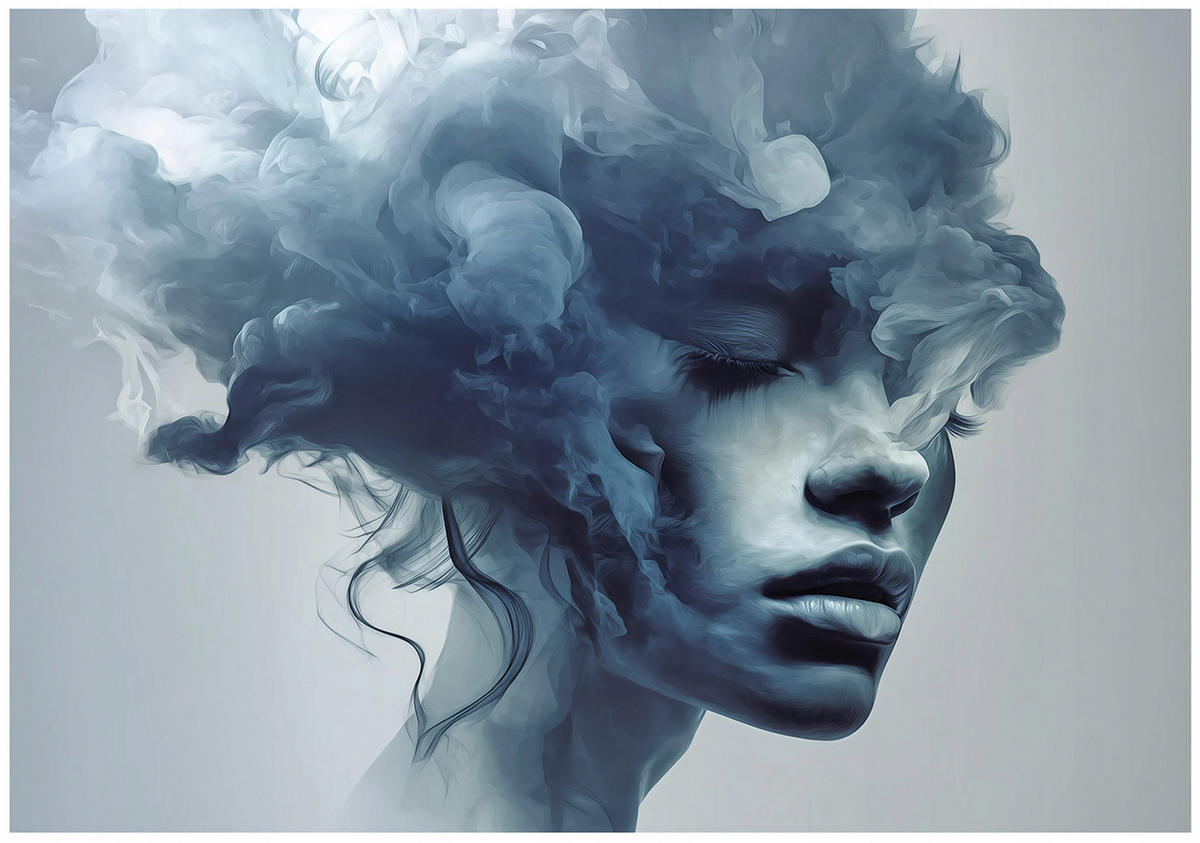 FOTOTAPETE Frau Abstrakt Blau 400x280 cm - Multicolor, Papier (400/280cm) - Wallarena