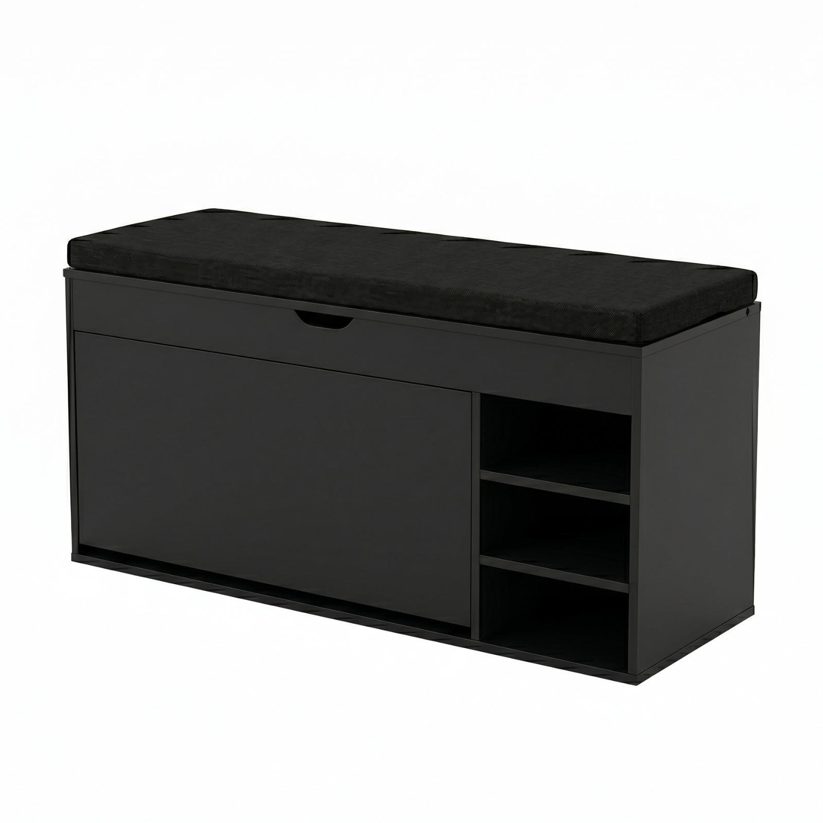 SCHUHSCHRANK mit Sitzfläche Gradia 100/34/53 cm - Schwarz, Holzwerkstoff (34/53/100cm) - BOXIMO