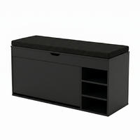 SCHUHSCHRANK mit Sitzfläche Gradia 100/34/53 cm - Schwarz, Holzwerkstoff (34/53/100cm) - BOXIMO