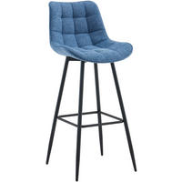 BARHOCKER SYDNEY Blau Stoff - Blau, Metall (47/106/52cm) - DELUKE