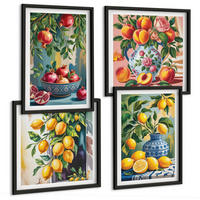 BILDER SET 4er Set - 50x50 cm & 40x60 cm Schwarzer Rahmen - Fruchtzusammensetzungen - Schwarz, Kunststoff (50/50cm) - TULUP