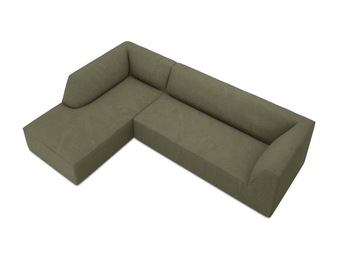 ECKSOFA links Ruby aus Cord grün 4 Sitzplätze - Grün, Textil (180/273cm) - Micadoni
