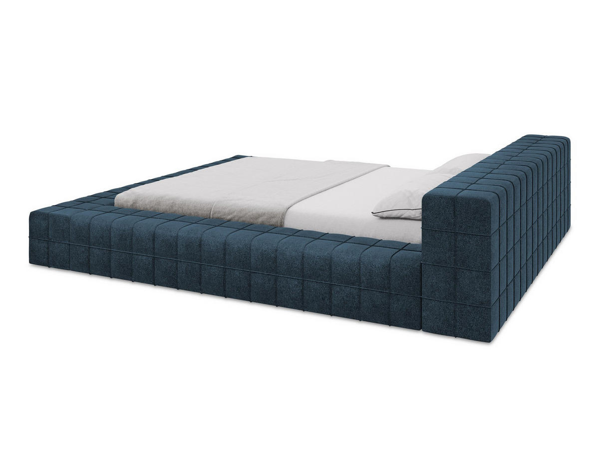 POLSTERBETT mit Lattenrost 220x260 Blau - Blau/Schwarz, Kunststoff/Textil (160/200cm) - Makamii