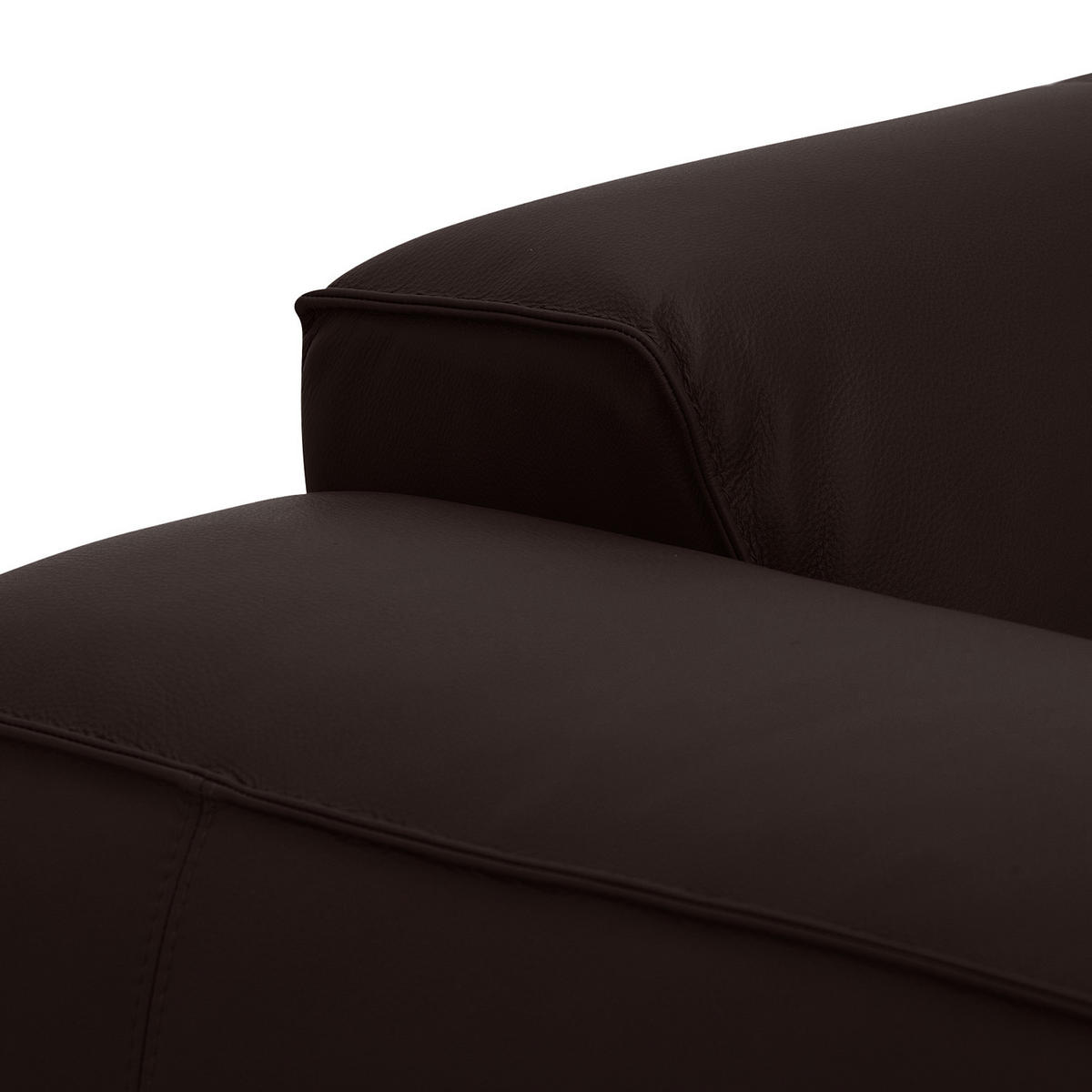 ECKSOFA mit Chaiselongue - Dunkelbraun/Schwarz, Leder/Kunststoff (290/173cm) - home24