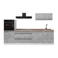 KUCHYŇSKÝ KOUT R-Line, Beton/Bílá, 280 cm pracovná doska Dub Goldkraft - šedá/bílá, kompozitní dřevo (280/143/60cm) - Vicco