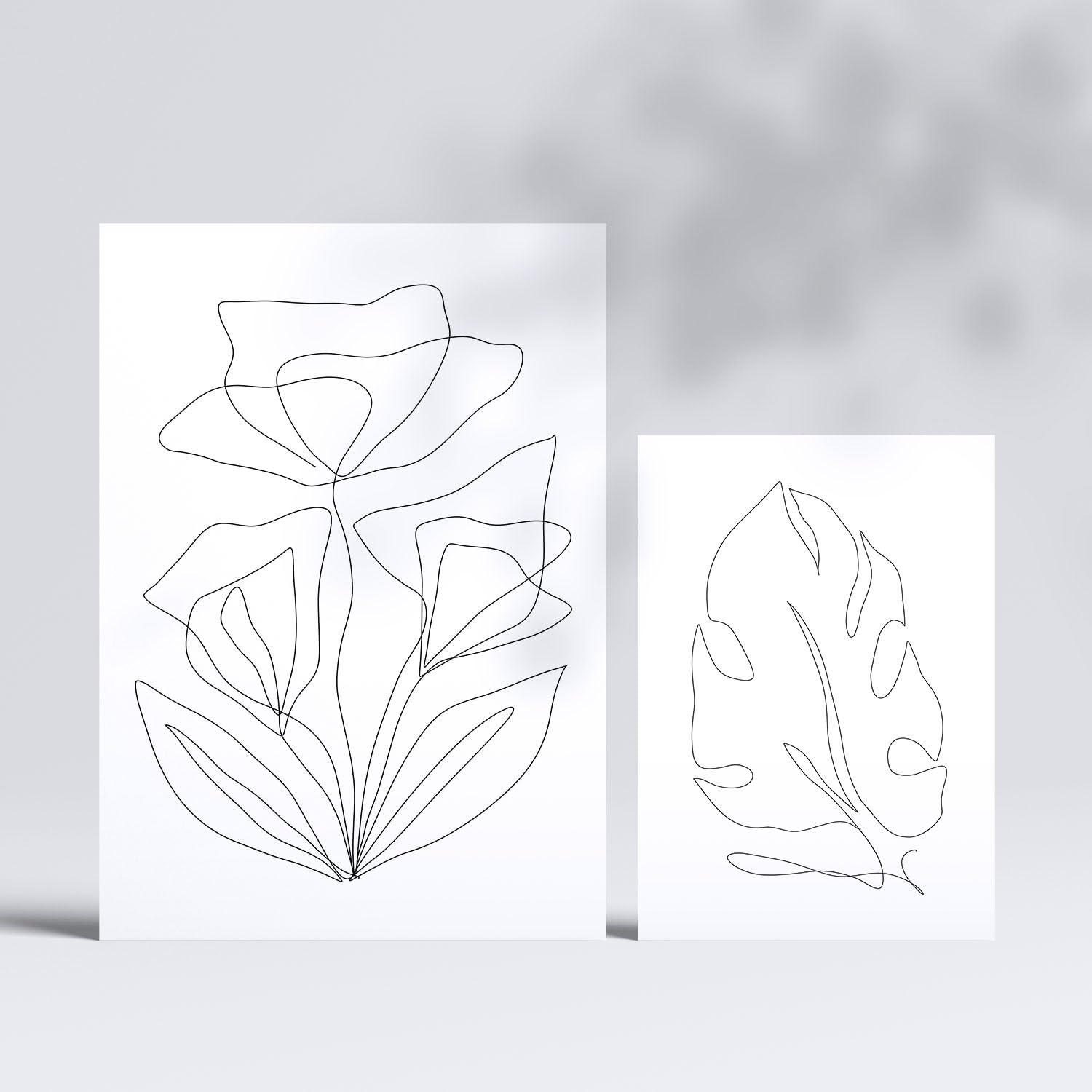 POSTER Set Mit 6 Blütenrahmen 2 In Blume Zusammenfassung Ästhetische Dekorative Gemälde Für Ihr Wohnzimmer, Schlafzimmer, Zuhause A3 & A4 Rahmenlos - Klar, Papier (29/3cm) - Nacnic