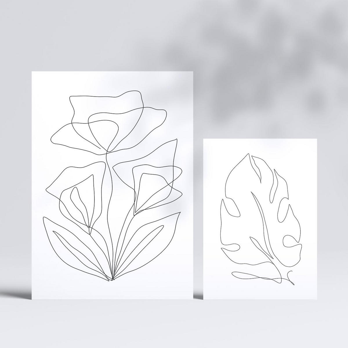 POSTER Set Mit 6 Blütenrahmen 2 In Blume Zusammenfassung Ästhetische Dekorative Gemälde Für Ihr Wohnzimmer, Schlafzimmer, Zuhause A3 & A4 Rahmenlos - Klar, Papier (29/3cm) - Nacnic