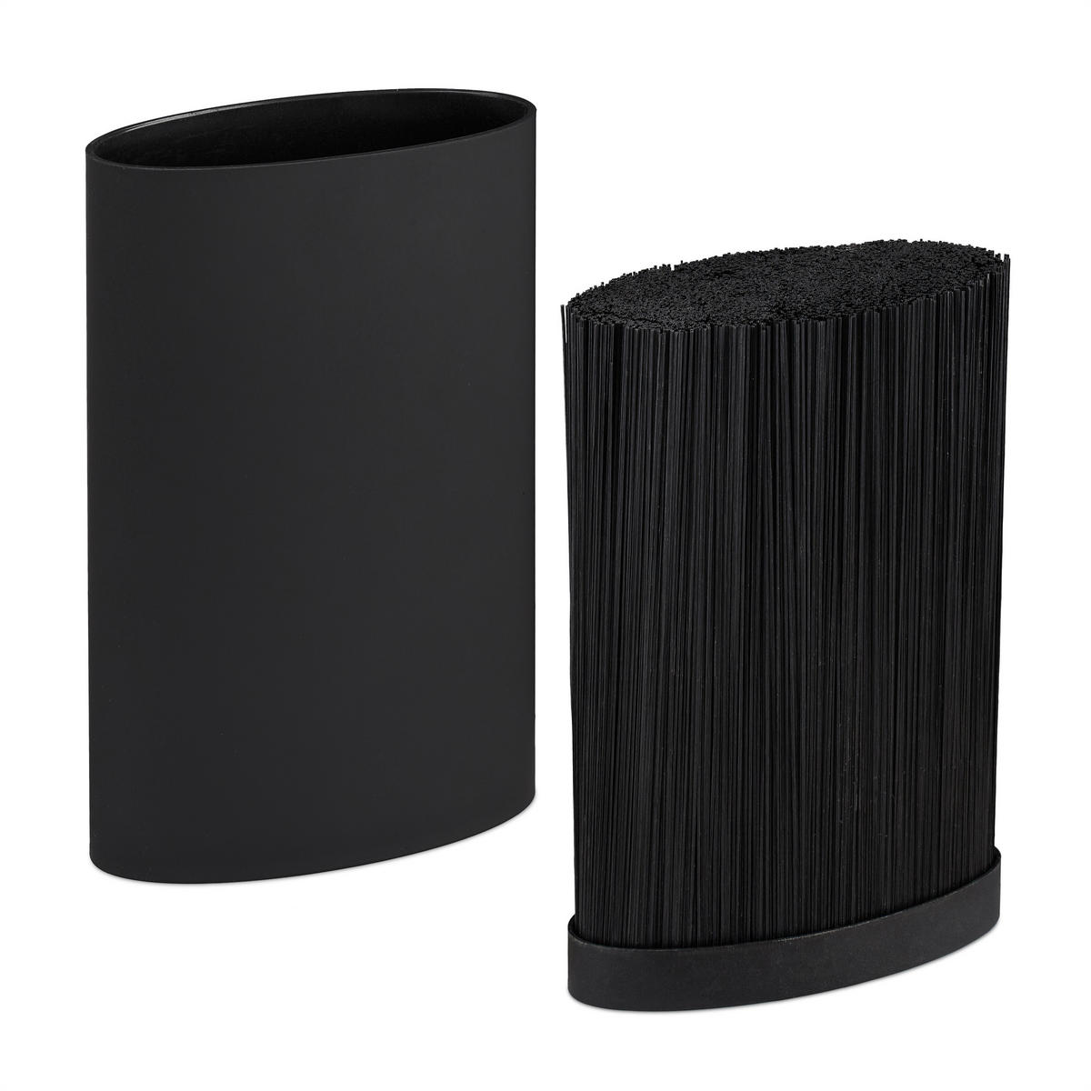 MESSERBLOCK oval - Schwarz, Kunststoff (16.5/22/6.5cm) - Relaxdays