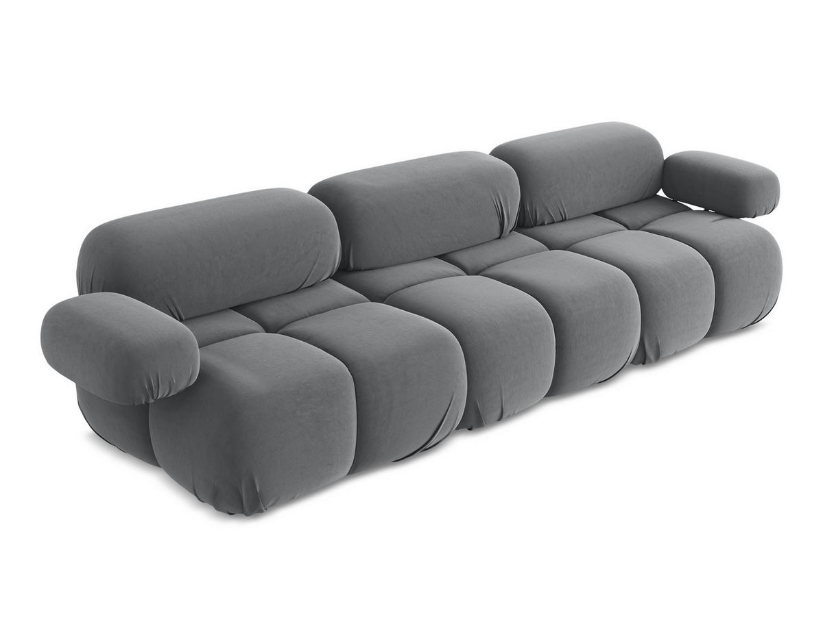 3-SITZER SOFA Samt Stoff Grau - Dunkelgrau/Schwarz, Kunststoff/Textil (285/70/96cm) - Makamii