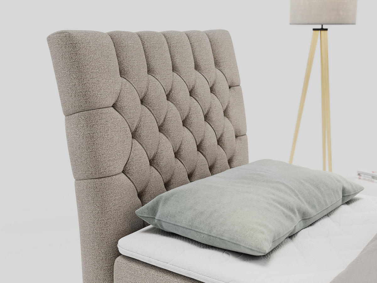 BOXBETT MILEN 90/200 Beige Struktur - H3 - Links Seite - Beige, Holz/Textil (90/200cm) - MKS