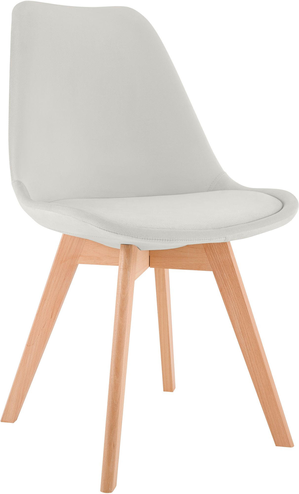 STUHL Samt Hellgrau - Eukalyptusholzfarben/Hellgrau, Holz/Textil (49/83/50cm) - CLP
