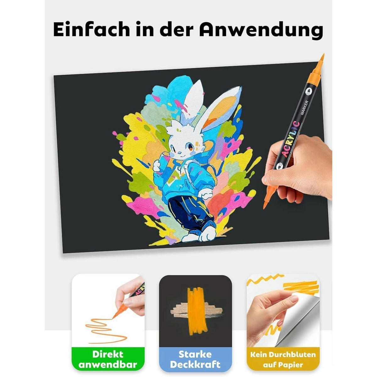 ACRYLSTIFTE Set 12 Stück 24 Farben Doppelspitze Wasserfest - Multicolor, Kunststoff (1.8/2.5/17.5cm)