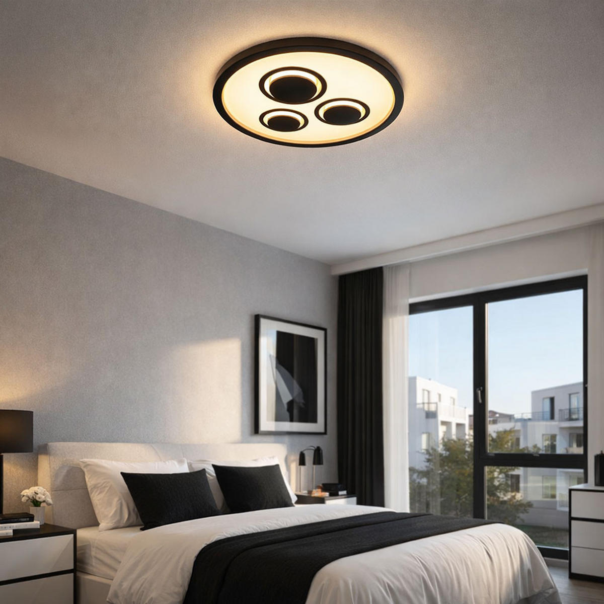 LED DECKENLEUCHTE Schwarz Backlight - Schwarz, Kunststoff (42.3/42.3/3.7cm) - Briloner