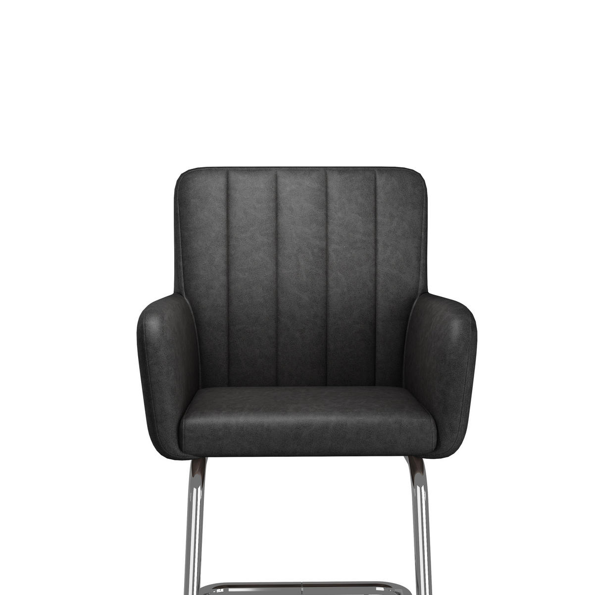 ESSZIMMERSTUHL 2er-Set mit Armlehnen Kunstleder Schwarz - Schwarz, Metall (57/86/56cm) - Meubliv