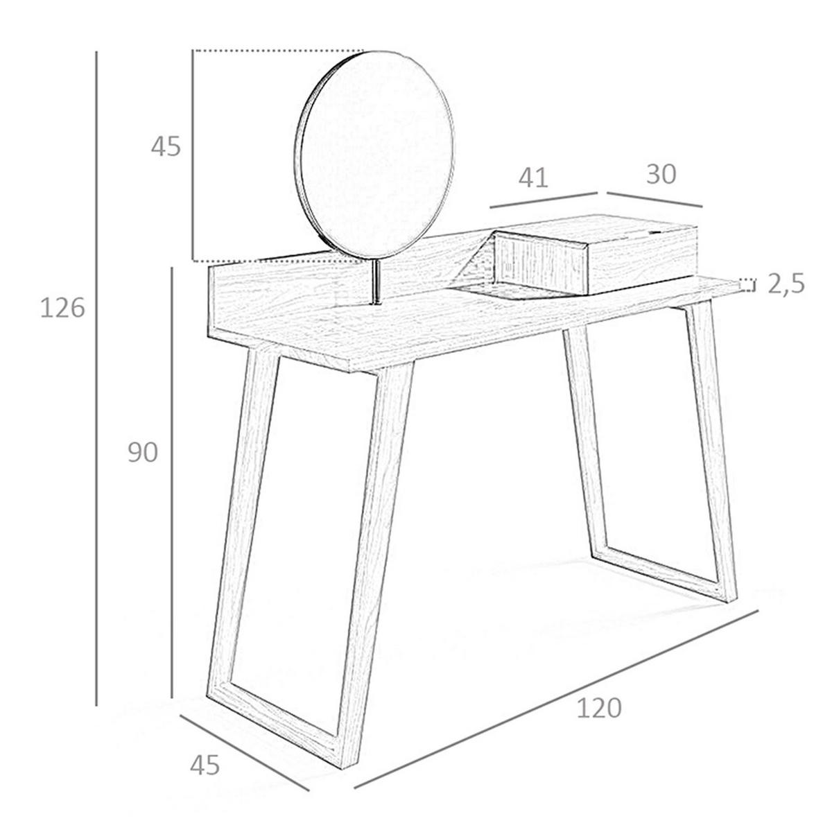 SCHMINKTISCH Schminktisch aus Nussbaumholz mit Spiegel 120/45/126 cm - Nussbaumfarben, Holz (120/126/45cm) - ANGEL CERDA