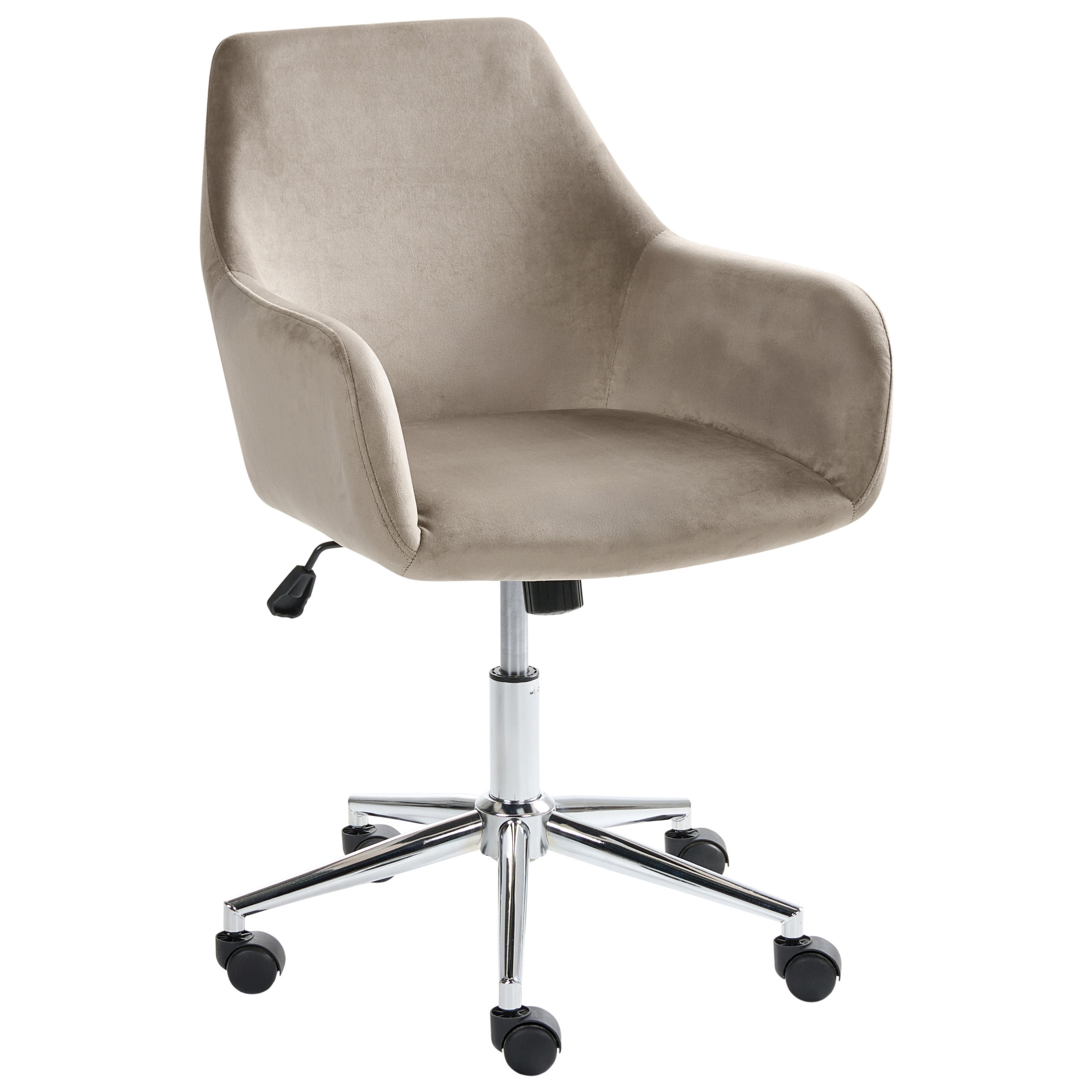 BÜROSTUHL Samtstoff Taupe Wellston - Taupe, Textil/Metall (55/80/55cm) - Beliani