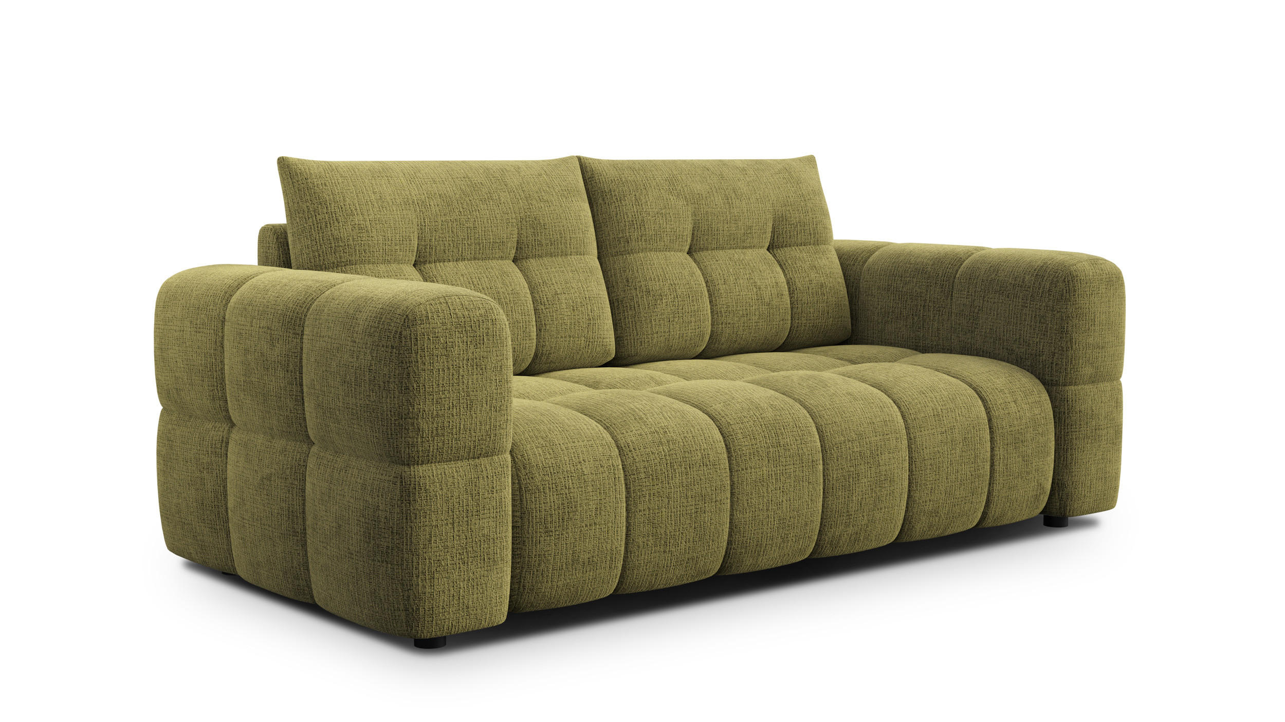 SOFA CLOUDI 2,5-Sitzer, olivgrün - Schwarz/Olivgrün, Holz/Textil (211/89/104cm) - Courtois Laville