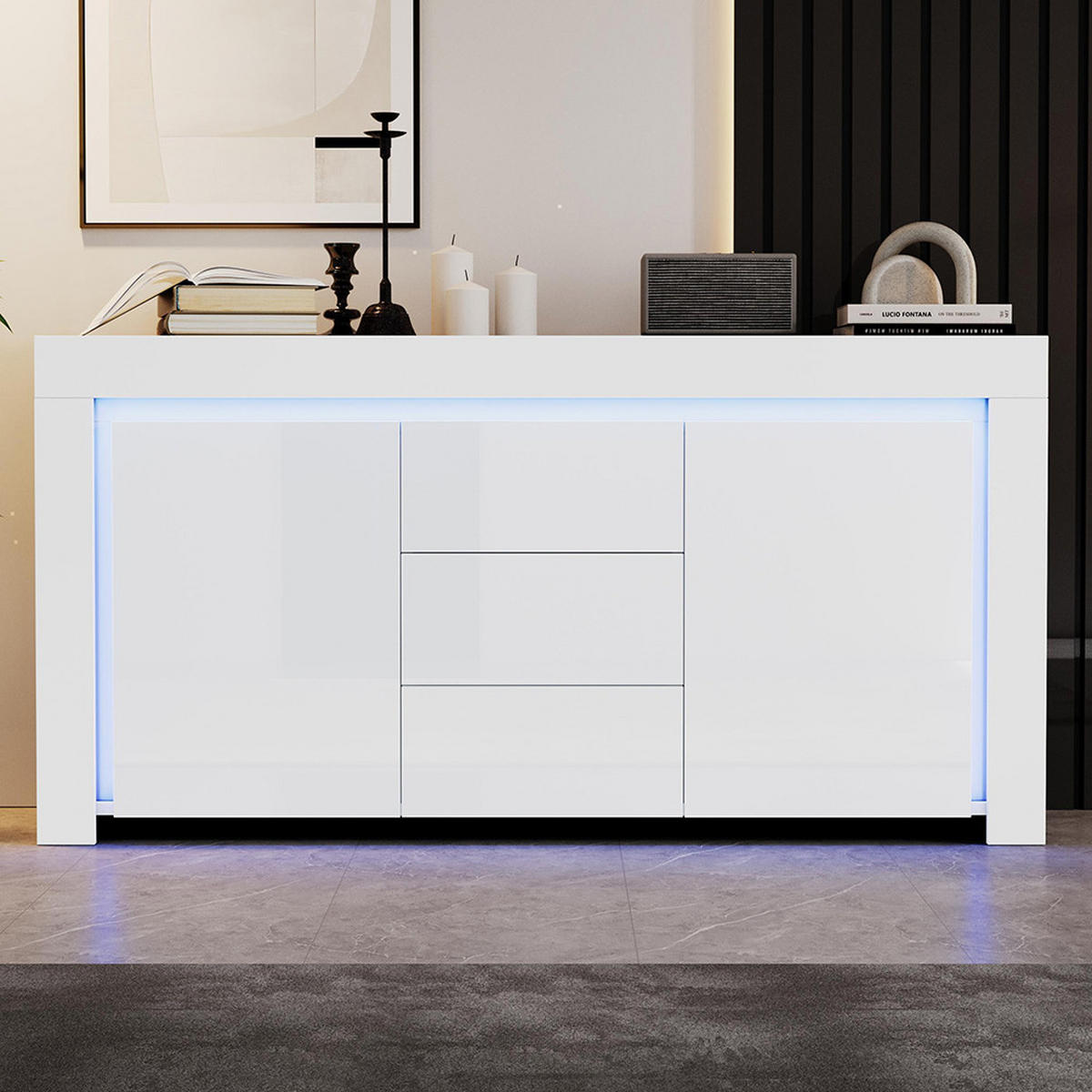 KOMMODE modern weiß 140/40/65 cm - Weiß, Holz (140/65/40cm) - Zephmum