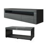 WOHNZIMMERSET Berlin Grau Hochglanz - Grau, Holzwerkstoff (155/46/40cm) - Vladon