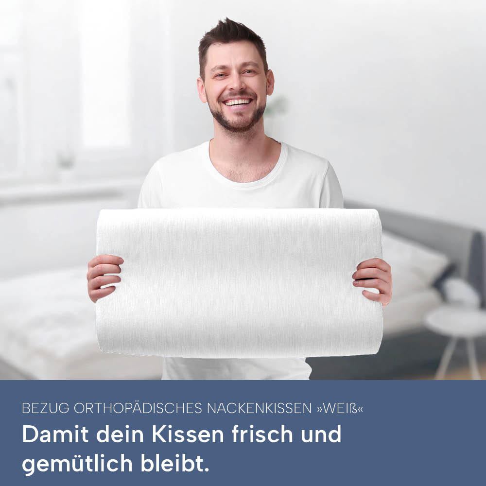 KISSENBEZUG für orthopädisches Nackenkissen – DOPPELPACK Weiß 60x30 cm - Weiß, Textil (30/60cm) - casimum