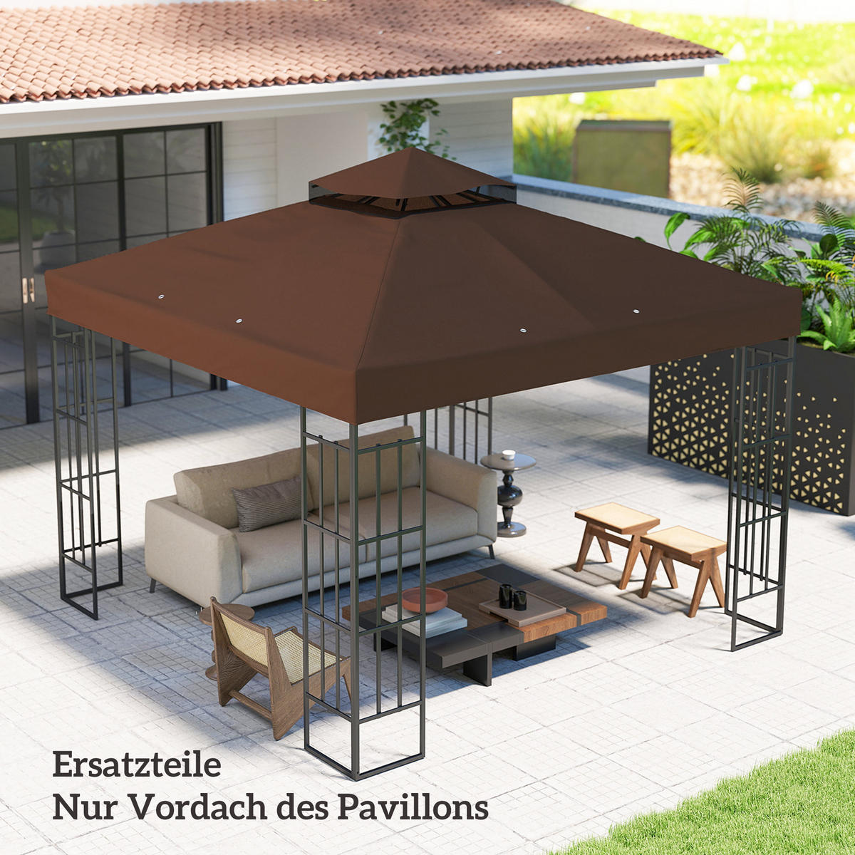 PAVILLON-ERSATZDACH aus Polyester Kaffee - Braun, Textil (300/1/300cm) - Outsunny