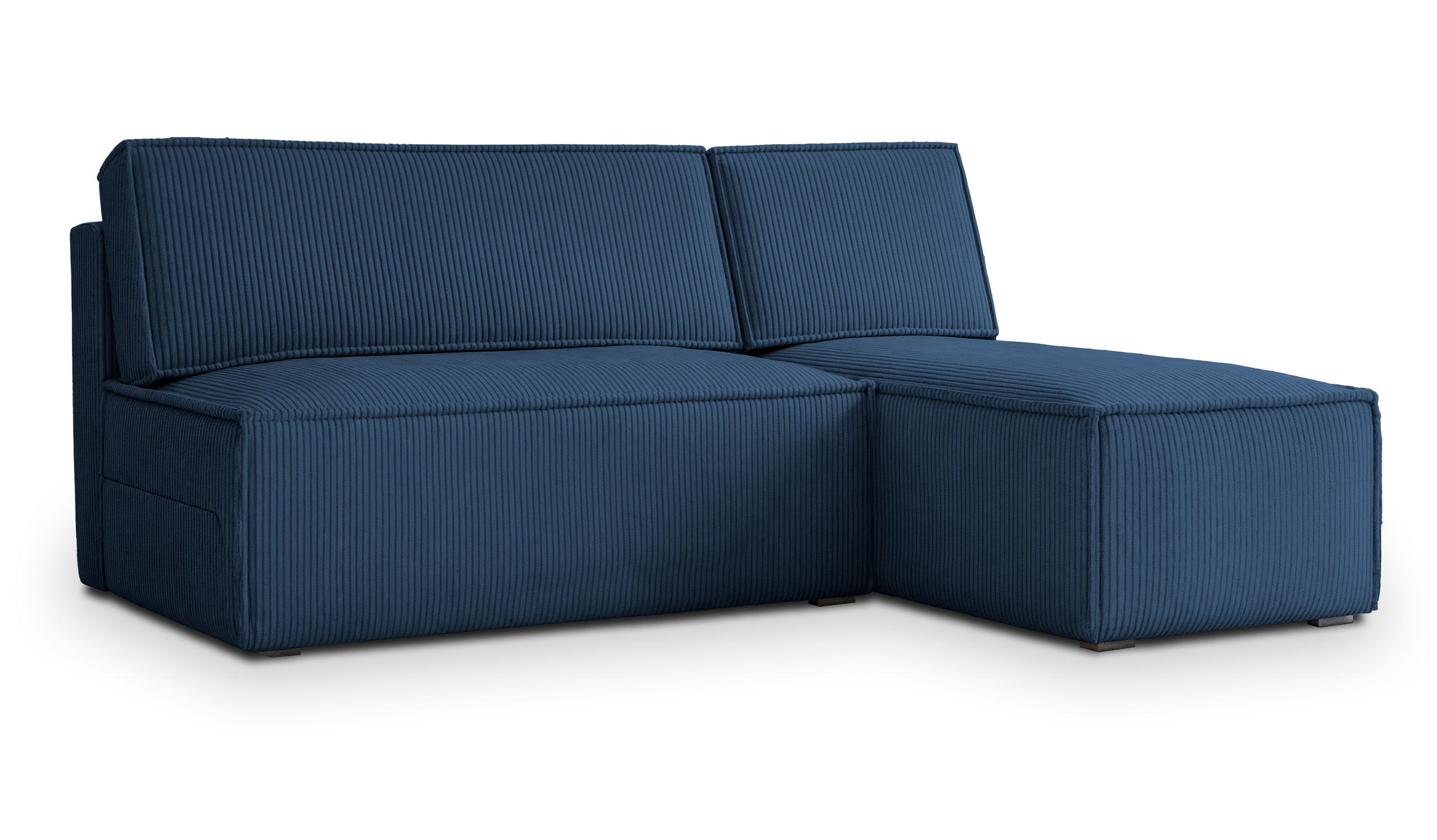 ECKSOFA BRISO P Blau Kordstoff mit Schlaffunktion - Blau, Holz (200/140cm) - MASSENO