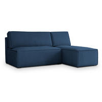 ECKSOFA BRISO P Blau Kordstoff mit Schlaffunktion - Blau, Holz (200/140cm) - MASSENO