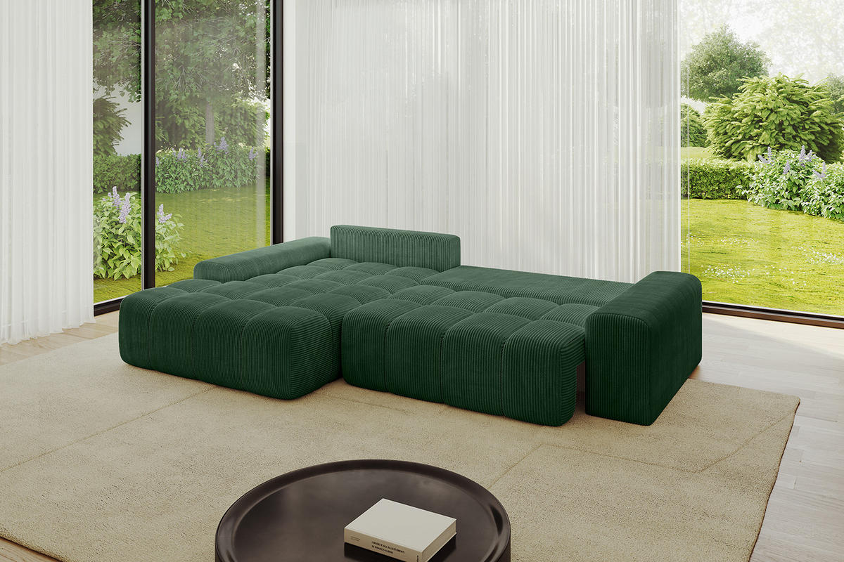 ECKSOFA Ottomane Links ENSI-L - 267x164x88 cm Grün - Grün, Holzwerkstoff/Kunststoff (267/164cm) - ALTDECOR