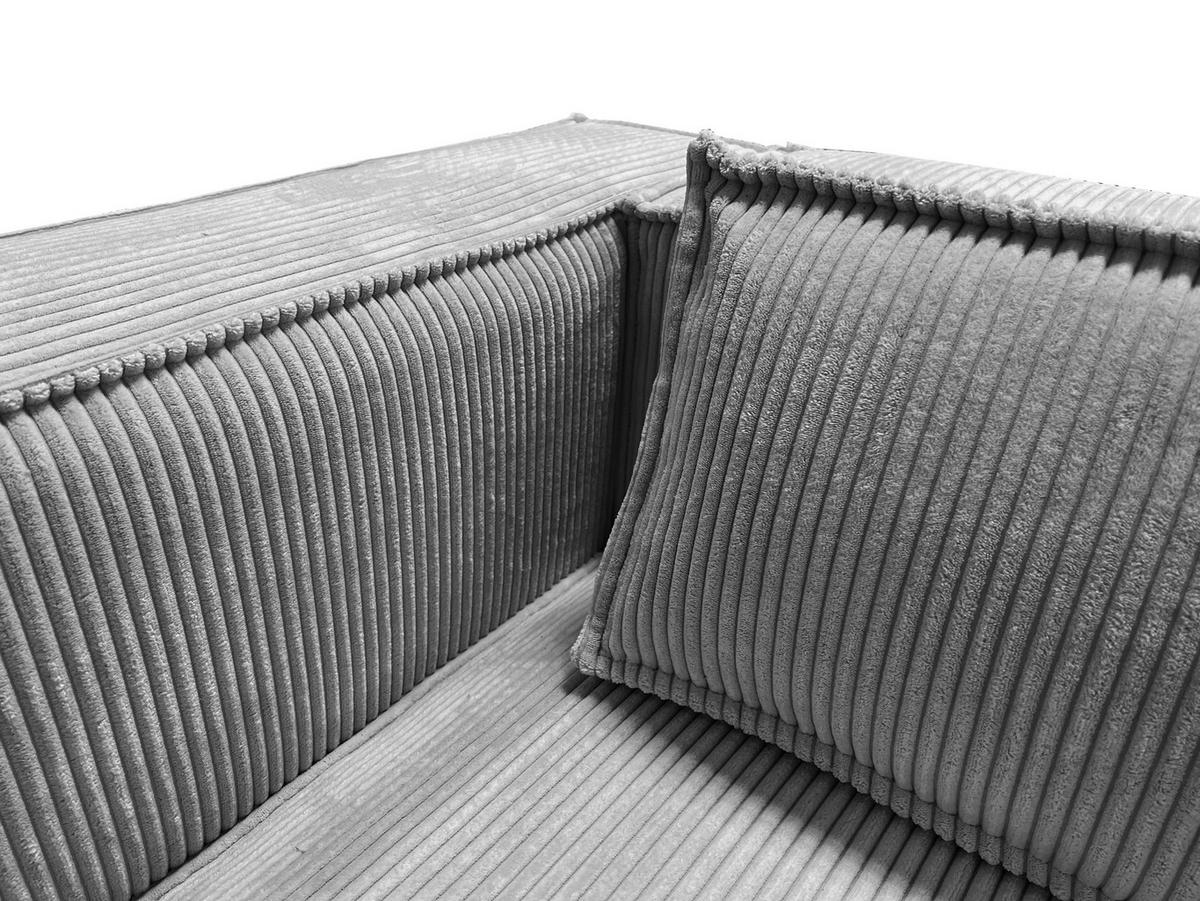 ECKSOFA Nova Hellgrau Cord, Ottomane rechts - Hellgrau/Schwarz, Holz/Kunststoff (262/176cm) - S-Style Möbel