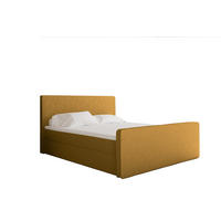 BOXBETT mit Bettkasten Matratze Topper LAGUNE Stoff Loop Senffarbe 200x200 cm H2-Pocket - Gelb, Holz/Holzwerkstoff (200/200cm) - Kaiser Möbel