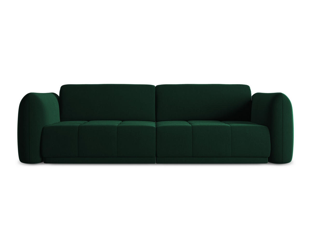 4-SITZER-SOFA Samt Stoff Grün - Dunkelgrün/Schwarz, Kunststoff/Textil (250/74/105cm) - Makamii