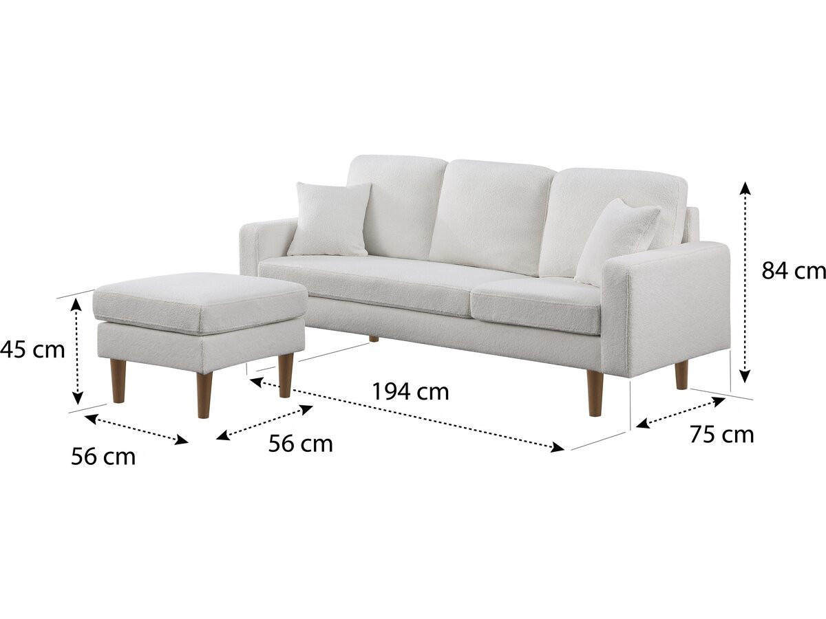 ECKSOFA gabby weiss - Weiß, Textil (75/194cm) - Habitat Garten