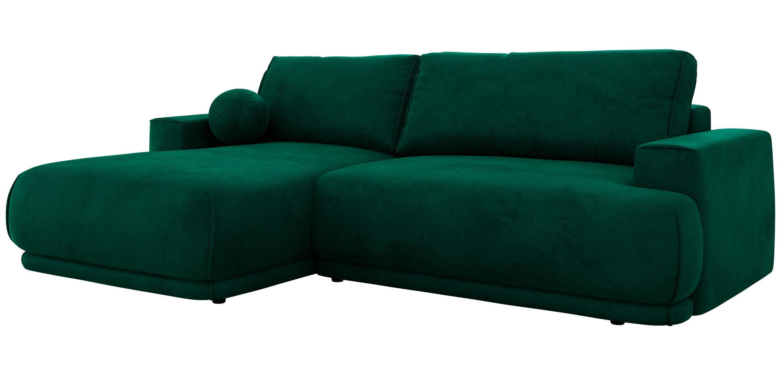 ECKSCHLAFSOFA RINA L Dunkelgrün Velvet - links - Dunkelgrün/Schwarz, Kunststoff/Textil (267/170cm) - MKS