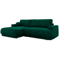 ECKSCHLAFSOFA RINA L Dunkelgrün Velvet - links - Dunkelgrün/Schwarz, Kunststoff/Textil (267/170cm) - MKS