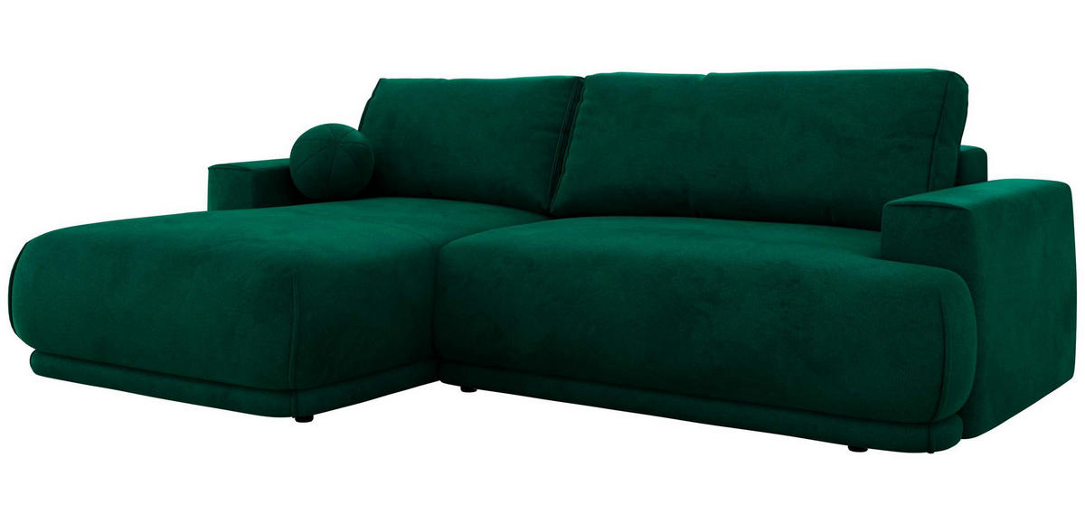 ECKSCHLAFSOFA RINA L Dunkelgrün Velvet - links - Dunkelgrün/Schwarz, Kunststoff/Textil (267/170cm) - MKS