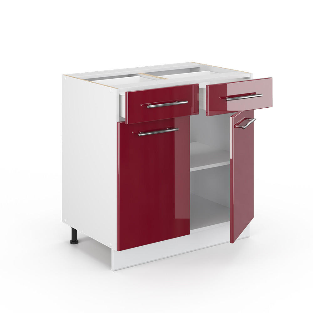 BADMÖBEL Fame-Line Bordeaux Hochglanz 80 x 82 cm ohne AP - Bordeaux/Weiß, Holzwerkstoff (80/82/51.6cm) - Vicco