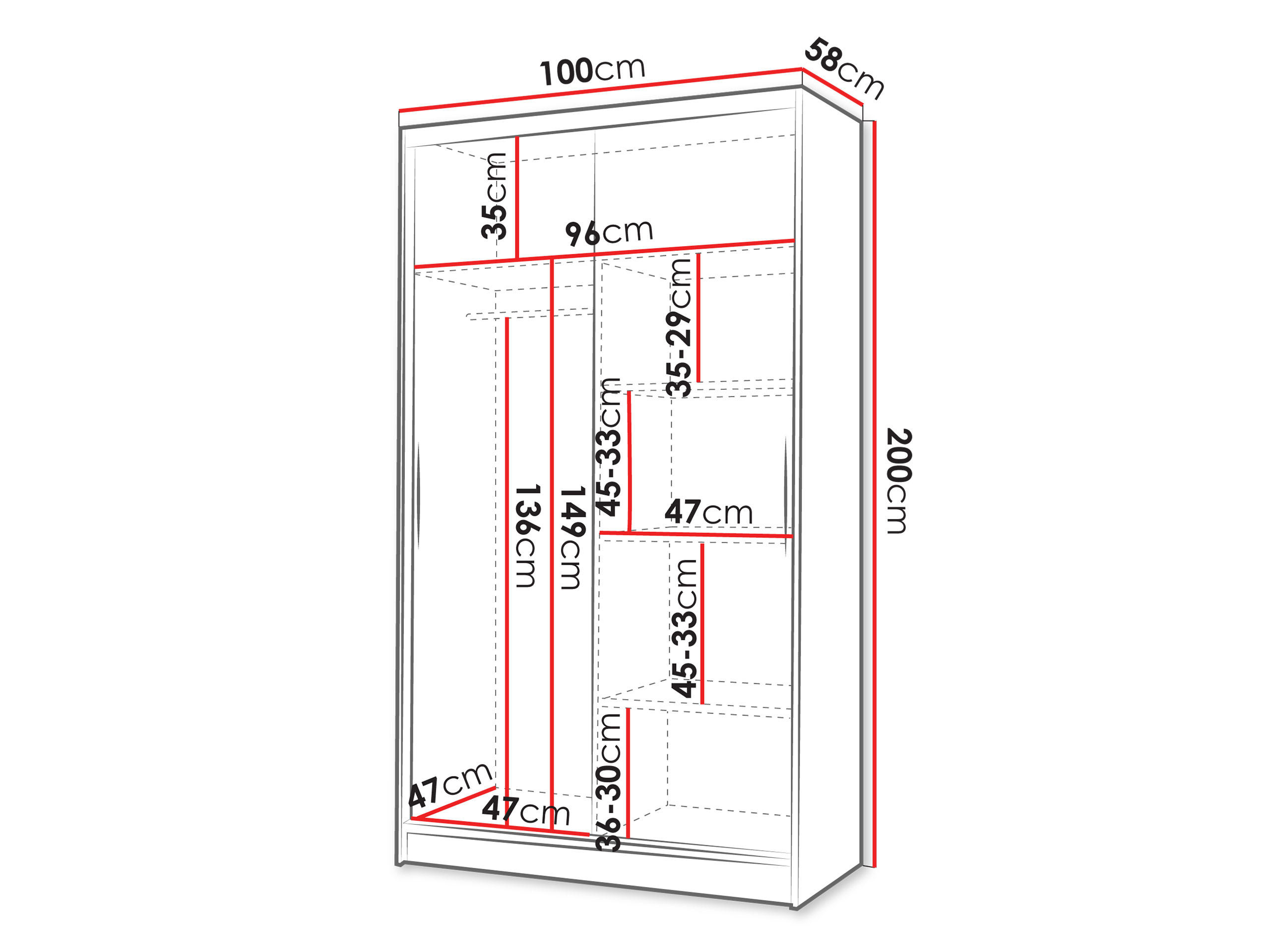 Thumbnail - Mirjan24 Schwebetürenschrank, Sonoma Eiche, Metall, 4 Fächer, Rechteckig, 100x200x58 cm, Schlafzimmer, Kleiderschränke, ...