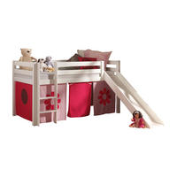 HOCHBETT mit Rutsche Karolina Massivholz Weiß Textilset Flower - Pink/Weiß, Holz (90/200cm) - 58aufmkessel