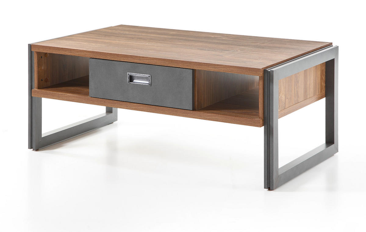 COUCHTISCH Eiche Stirling, Matera grau, Beistelltisch 113 x 67 cm - Eichefarben/Grau, Holzwerkstoff/Metall (67/113/45cm) - Furn.Design