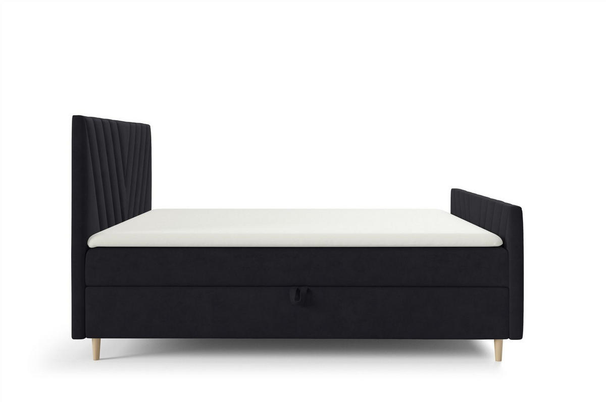 BOXBETT Carlito Premium - Schwarz, Holzwerkstoff/Textil (160/200cm) - Fun Möbel