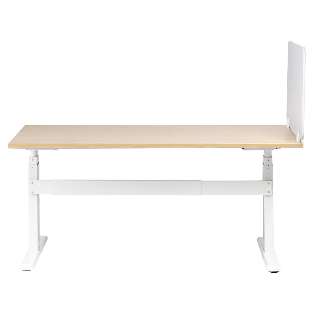 SCHREIBTISCHTRENNWAND 72x50 cm Cremeweiß Split - Creme, Textil (1/72/50cm) - Beliani