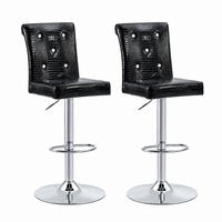 STUHL 2er-Set mit Kristallknopf Schwarz PVC - Schwarz, Metall (42/125/55cm) - Meubliv